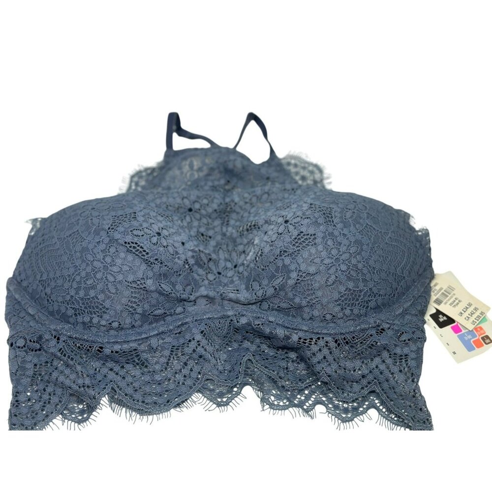 NWT PINK by Victoria’s Secret Push-Up Bralette – Blue Floral Lace, Padded XS/TP